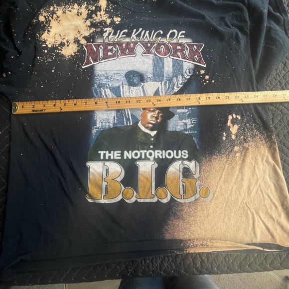 Horizon Notorious B.I.G Shirt Adult XXL 2X Black Bleach Dye King of New York - Picture 5 of 8